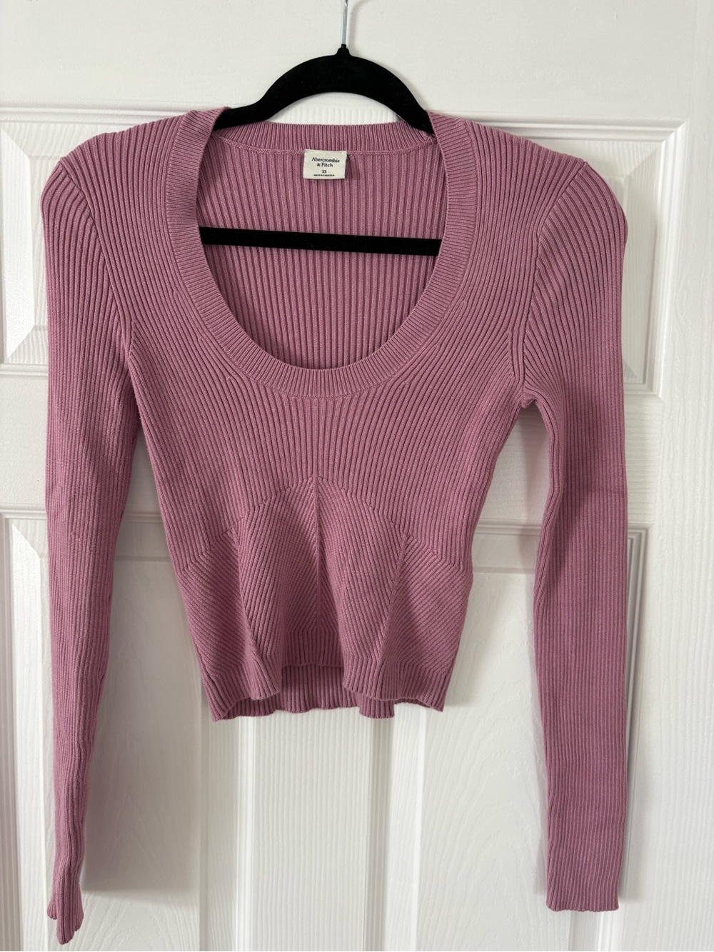Abercrombie & Fitch Dusty Rose Ribbed Scoop Neck Top